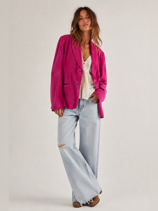 Danier Jackets & Blazers - Danier Genuine Suede light weight Fuchsia Tailored Blazer XXL